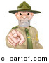 Vector Illustration of a Mad Caucasian Male Army Boot Camp Drill Sergeant Pointing at You by AtStockIllustration