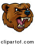 Vector Illustration of a Mad Grizzly Bear Mascot Head by AtStockIllustration