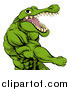Vector Illustration of a Mad Muscular Crocodile or Alligator Man Punching by AtStockIllustration