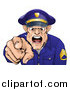 Vector Illustration of a Mad Police Officer Spitting Shouting and Pointing Outwards by AtStockIllustration