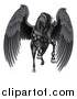 Vector Illustration of a Majestic Winged Black Horse Pegasus Flying Forward by AtStockIllustration