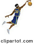 Vector Illustration of a Male African American Basketball Athlete Jumping with the Ball by AtStockIllustration