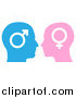 Vector Illustration of a Male and Female Gender Symbol Faces in Profile by AtStockIllustration