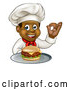 Vector Illustration of a Male Chef Holding a Cheeseburger on a Tray and Gesturing Perfect by AtStockIllustration