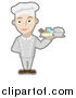 Vector Illustration of a Male Chef Serving a Platter of Food by AtStockIllustration