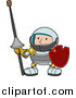 Vector Illustration of a Male Knight in Armour, Holding a Lance with a Cork on the Sharp Tip and a Shield by AtStockIllustration