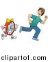 Vector Illustration of a Man Running from Time by AtStockIllustration