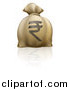 Vector Illustration of a Money Bag with a Rupee Symbol and Reflection by AtStockIllustration