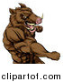 Vector Illustration of a Muscular Aggressive Boar Man Punching by AtStockIllustration