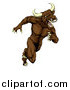 Vector Illustration of a Muscular Aggressive Brown Bull Man Mascot Running Upright by AtStockIllustration