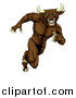 Vector Illustration of a Muscular Aggressive Brown Bull Man Mascot Sprinting Upright by AtStockIllustration