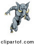 Vector Illustration of a Muscular Aggressive Elephant Man Mascot Running Upright by AtStockIllustration