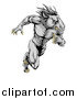 Vector Illustration of a Muscular Aggressive Gray Stallion Horse Man Running by AtStockIllustration