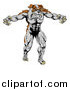 Vector Illustration of a Muscular Bulldog Mascot Standing Upright by AtStockIllustration