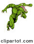 Vector Illustration of a Muscular Crocodile or Alligator Man Sprinting Upright by AtStockIllustration