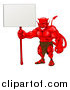 Vector Illustration of a Muscular Devil Holding a Blank Sign by AtStockIllustration