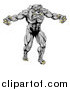 Vector Illustration of a Muscular Gray Bulldog Monster Man Mascot Standing Upright by AtStockIllustration