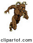 Vector Illustration of a Muscular Ram Monster Man Running Upright by AtStockIllustration