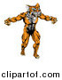 Vector Illustration of a Muscular Tiger Mascot Running Upright by AtStockIllustration