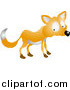 Vector Illustration of a Nervous or Shy Fox Looking Back over His Shoulder by AtStockIllustration