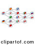 Vector Illustration of a Network of 3d National Flags by AtStockIllustration