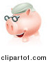 Vector Illustration of a Pension Piggy Bank with Glasses and a Green Hat by AtStockIllustration