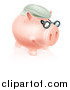 Vector Illustration of a Pension Piggy Bank with Glasses and a Hat by AtStockIllustration