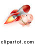 Vector Illustration of a Piggy Bank Flying with a Rocket Strapped to Its Back by AtStockIllustration