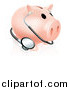 Vector Illustration of a Piggy Bank with a Stethoscope by AtStockIllustration