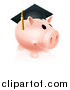Vector Illustration of a Pink Graduation Piggy Bank Wearing a Mortar Board by AtStockIllustration