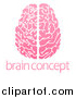 Vector Illustration of a Pink Half Human, Half Artificial Intelligence Circuit Board Brain over Sample Text by AtStockIllustration