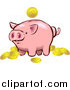 Vector Illustration of a Pink Piggy Bank with Golden Coins by AtStockIllustration