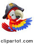 Vector Illustration of a Pirate Macaw Parrot Presenting a Sign by AtStockIllustration