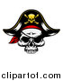 Vector Illustration of a Pirate Skull Wearing a Patch and Captain Hat by AtStockIllustration