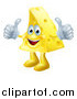 Vector Illustration of a Pleased Cheese Mascot Holding Two Thumbs up by AtStockIllustration