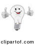 Vector Illustration of a Pleased Clear Lightbulb Mascot Holding Two Thumbs up by AtStockIllustration