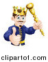 Vector Illustration of a Pleased King Holding a Sceptre and Thumb up by AtStockIllustration