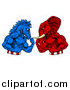 Vector Illustration of a Political Aggressive Democratic Donkey or Horse and Republican Elephant Fighting, Fists Balled by AtStockIllustration