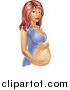 Vector Illustration of a Pregnant Red Haired Woman Holding Her Belly by AtStockIllustration