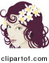 Vector Illustration of a Pretty Red Haired Woman Wearing Frangipani Flowers in Her Hair by AtStockIllustration