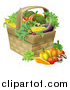 Vector Illustration of a Produce Basket Full of Fresh Vegetables by AtStockIllustration