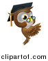 Vector Illustration of a Professor Owl Wearing a Graduation Cap and Presenting a Sign by AtStockIllustration