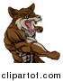 Vector Illustration of a Punching Brown Muscular Coyote Man by AtStockIllustration