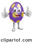 Vector Illustration of a Purple Polka Dot Easter Egg Mascot Holding Two Thumbs up by AtStockIllustration