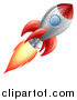 Vector Illustration of a Red and Metal Space Rocket Flying by AtStockIllustration