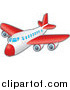 Vector Illustration of a Red and White Passenger Airplane by AtStockIllustration