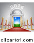 Vector Illustration of a Red Carpet Leading to a 2014 New Year Doorway by AtStockIllustration