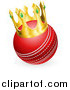 Vector Illustration of a Red Cricket Ball Wearing a 3d Gold Crown by AtStockIllustration