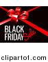 Vector Illustration of a Red Gift Bow and Black Friday Sale Text on Black by AtStockIllustration