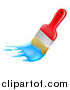 Vector Illustration of a Red Handled Paint Brush with Blue Paint by AtStockIllustration